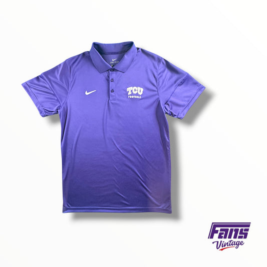 TCU Football Team Issued Nike Sideline Polo with Embroidered Logos