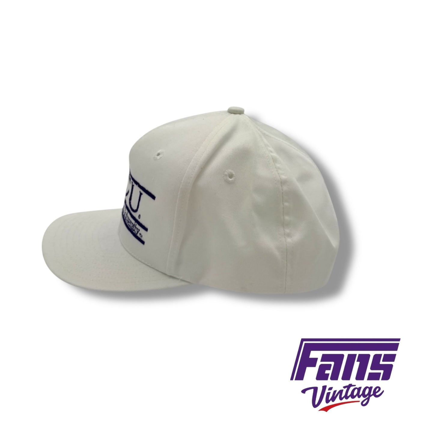 RARE 90s Vintage TCU white ‘The Game’ SnapBack hat with Split Bar Logo