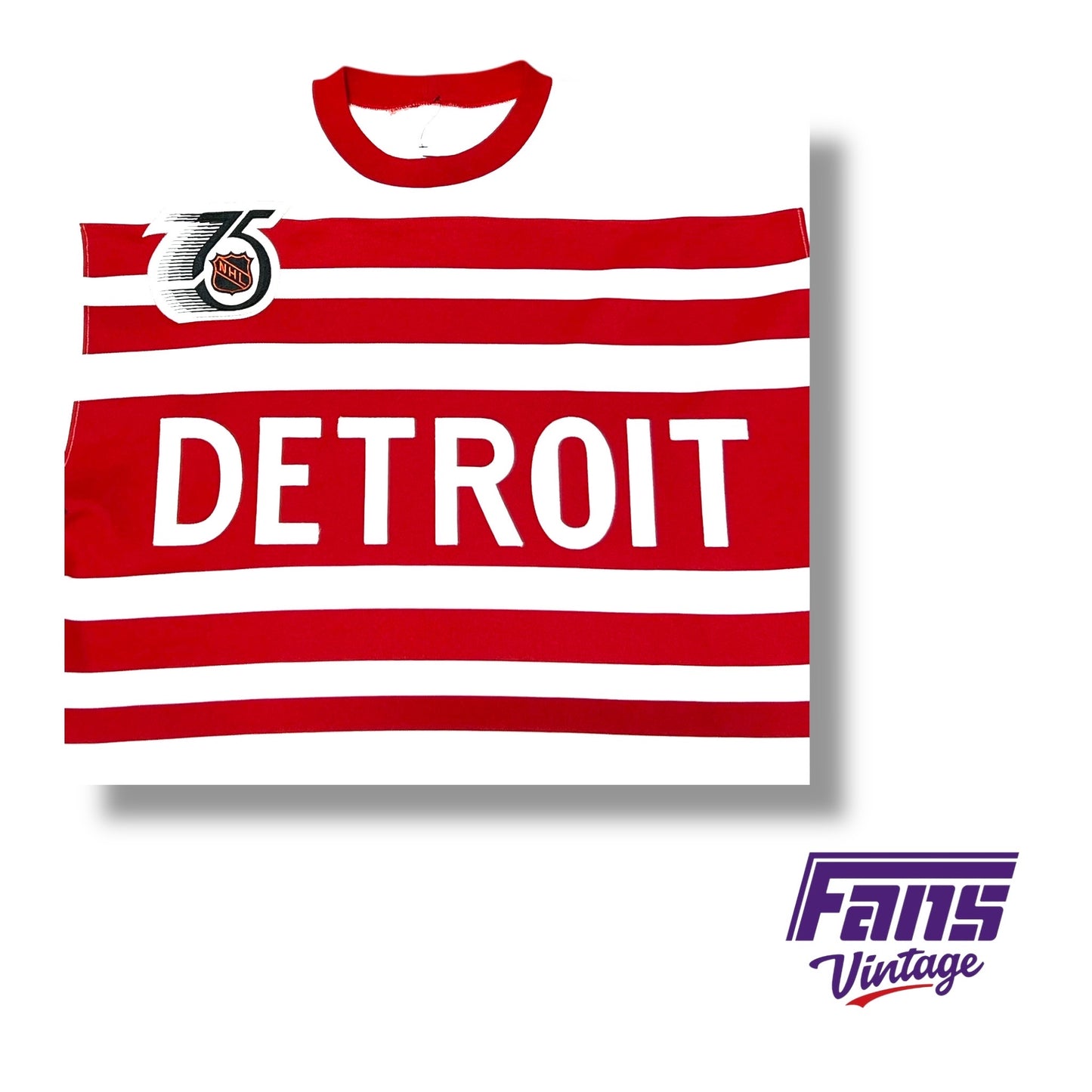 Vintage 1991-1992 Detroit Red Wings jersey with NHL 75 patch from Gordie Howe era