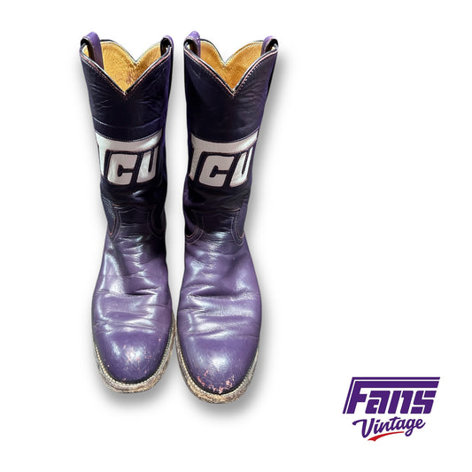 Gorgeous CUSTOM 1980s Vintage TCU Flying T Logo Justin Cowboy Boots