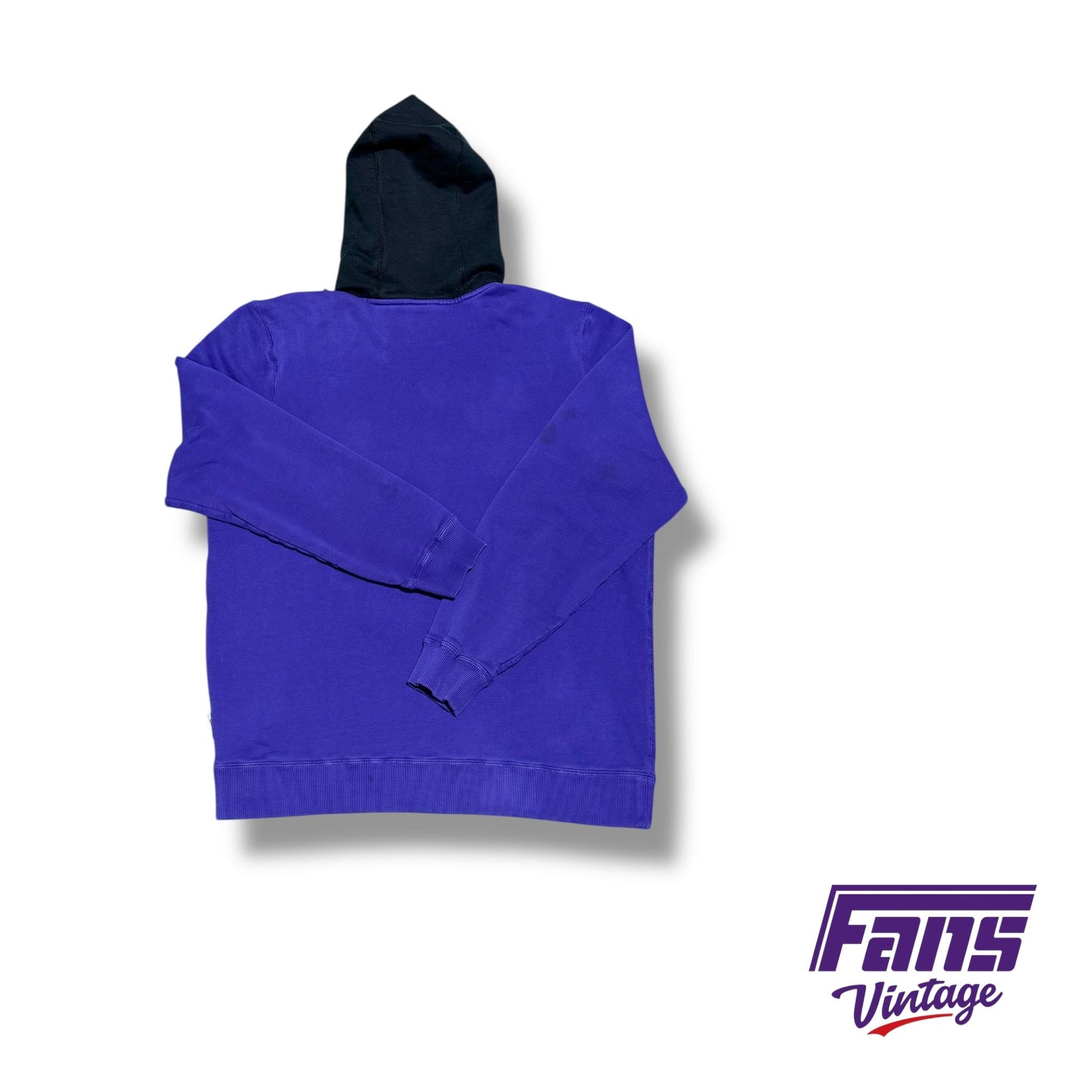 Sick Y2K Vintage Nike Team Issue Hoodie with Frogskin Stripe and Raised Chenille Stitch TCU Patch Logo