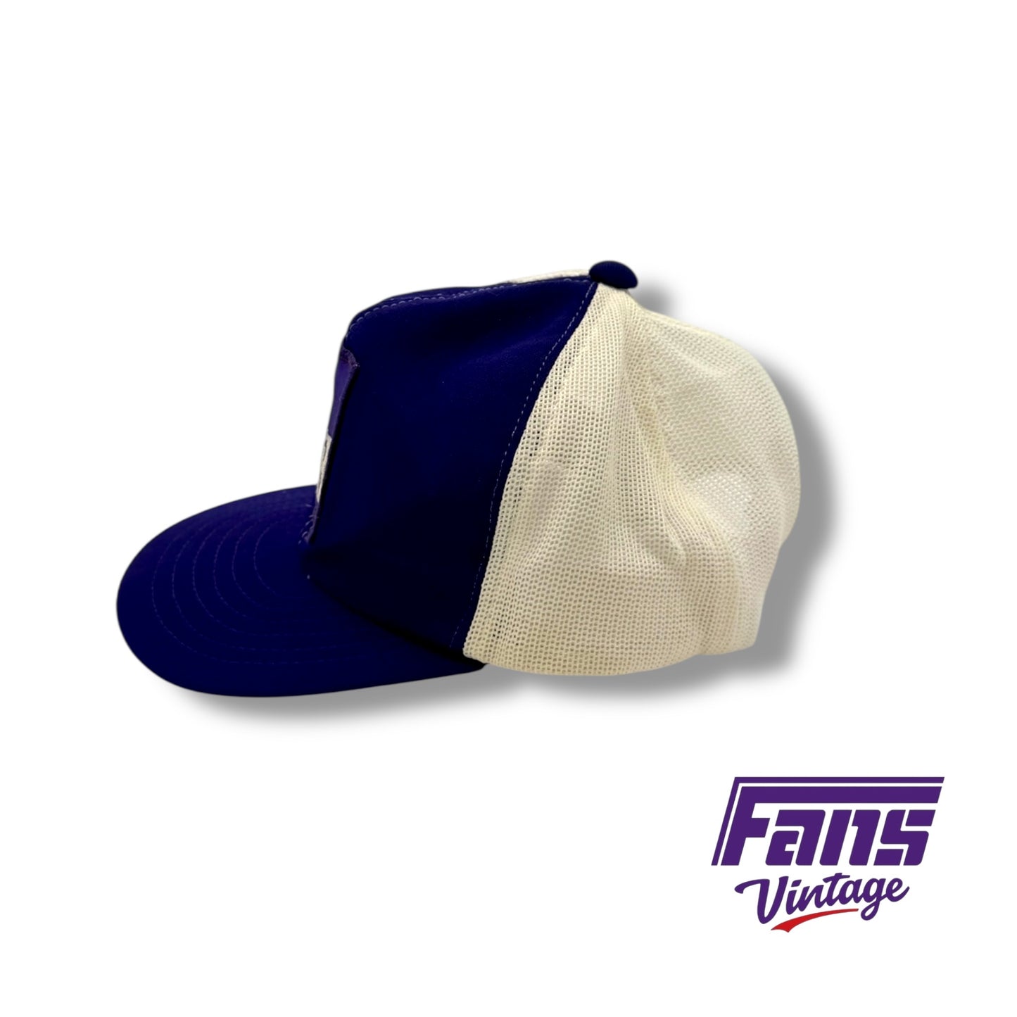 RARE! TCU 70’s purple and white embroidered trucker hat
