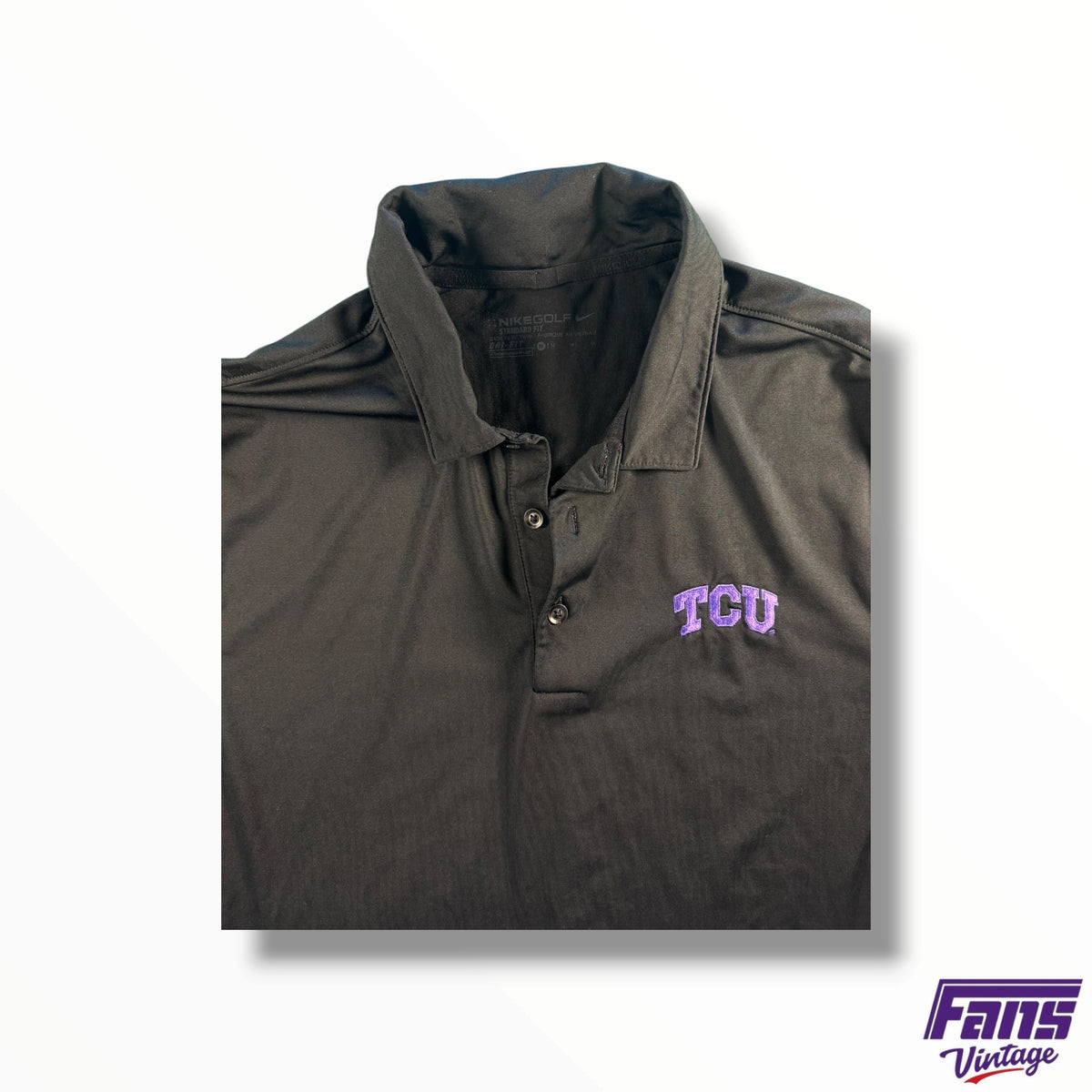 TCU Team Issued Nike Golf Polo with Contrasting Sleeve Cuffs