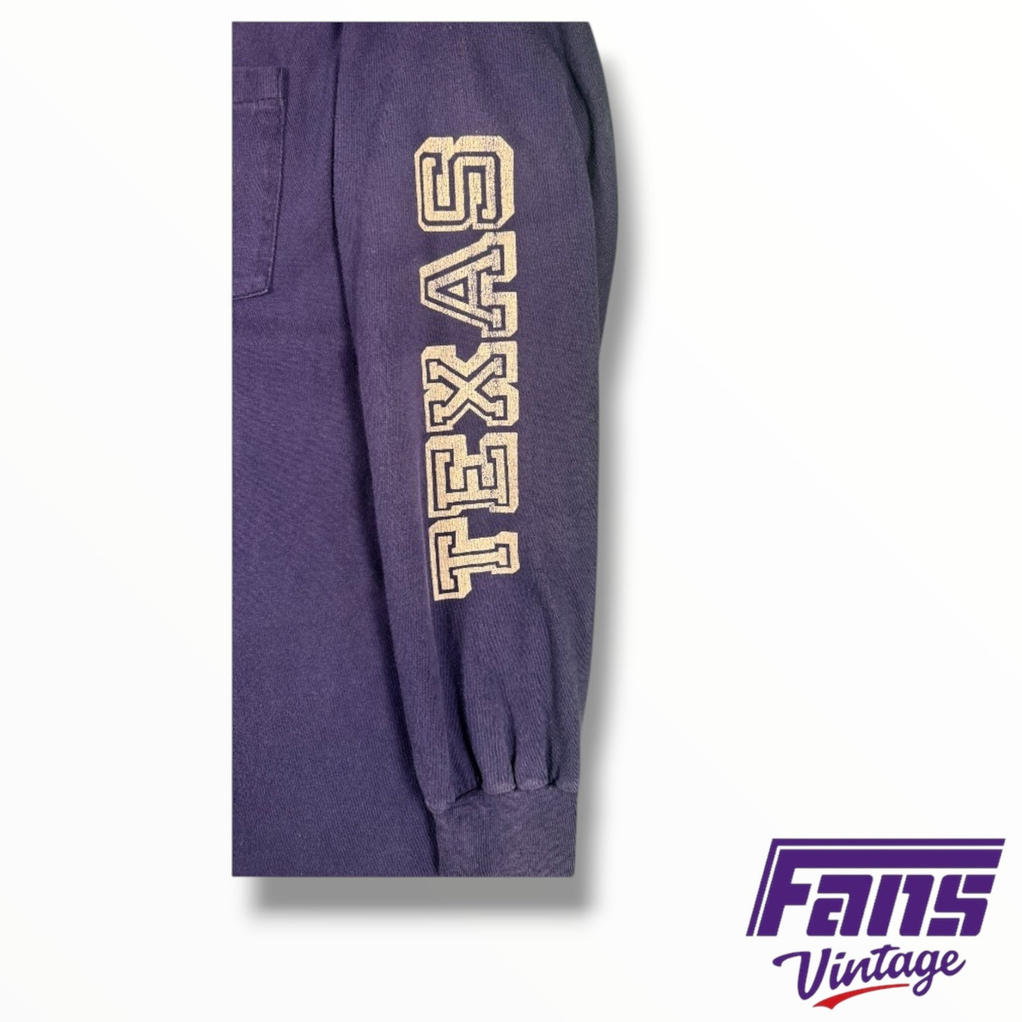 Vintage TCU Navy Long-Sleeve T-Shirt with Classic Horned Frog Logo
