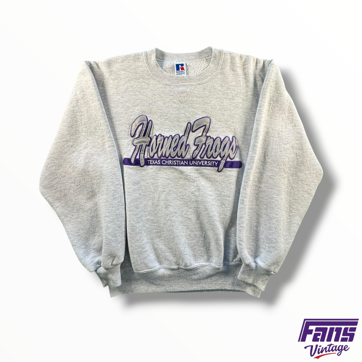 Vintage TCU Horned Frog Cursive Logo Crewneck Sweater