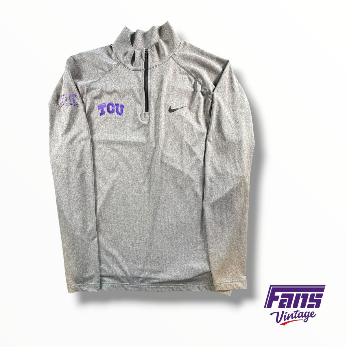 TCU Team Issued Nike Gray Athletic Dri-Fit Quarter Zip