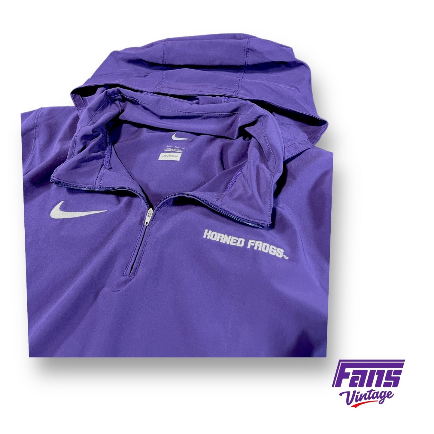 TCU Football Team Issued Nike Sideline Pullover with hideaway hood - super soft matte feel!