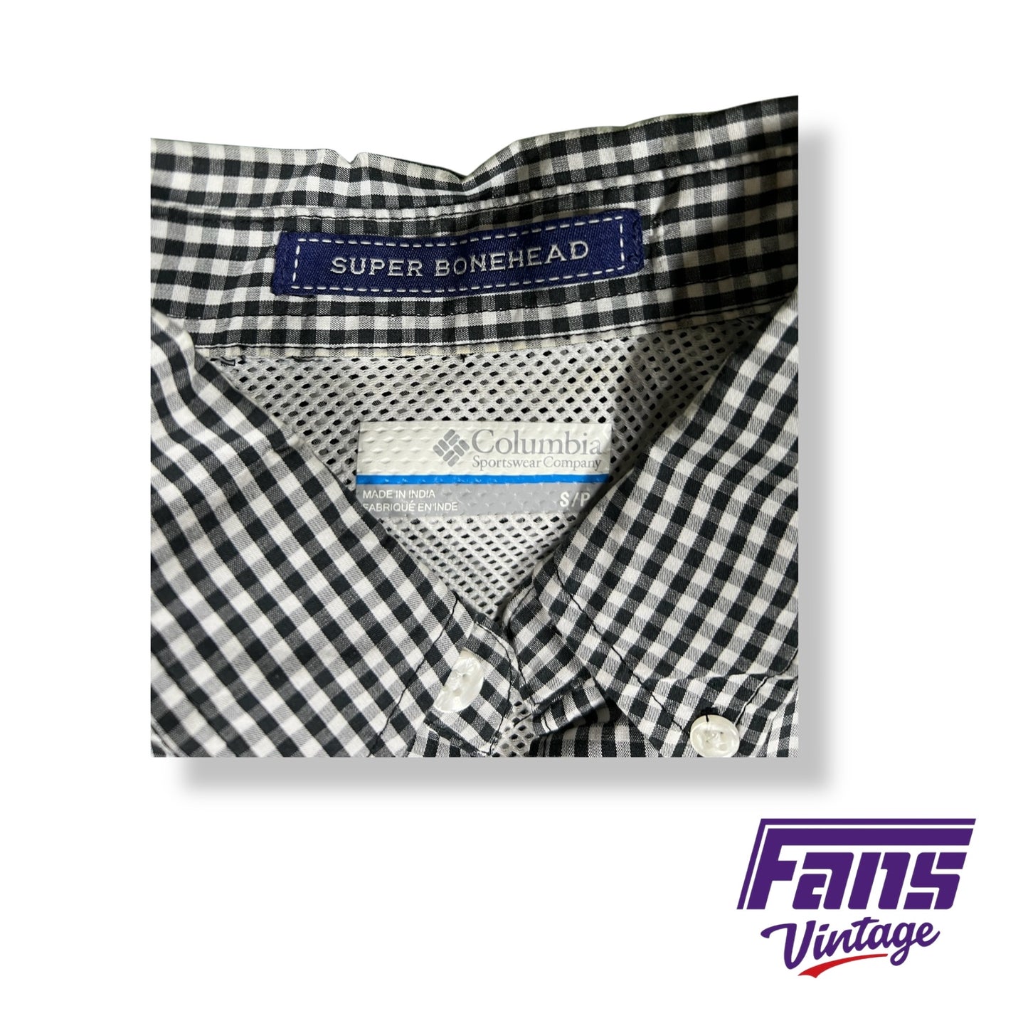 Vintage TCU Columbia PFG Fishing Shirt in Blackout Checkerboard Pattern