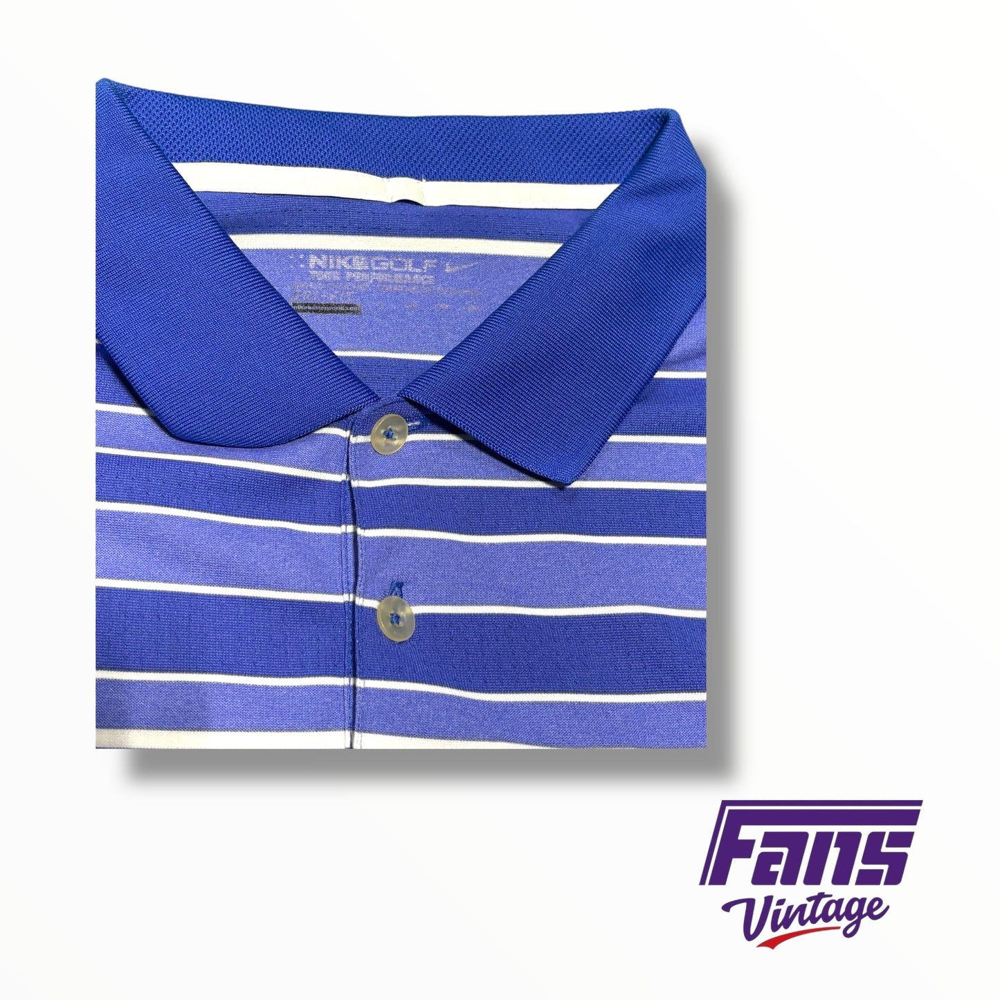 TCU Nike Team Issued Blue Striped Coach’s Polo