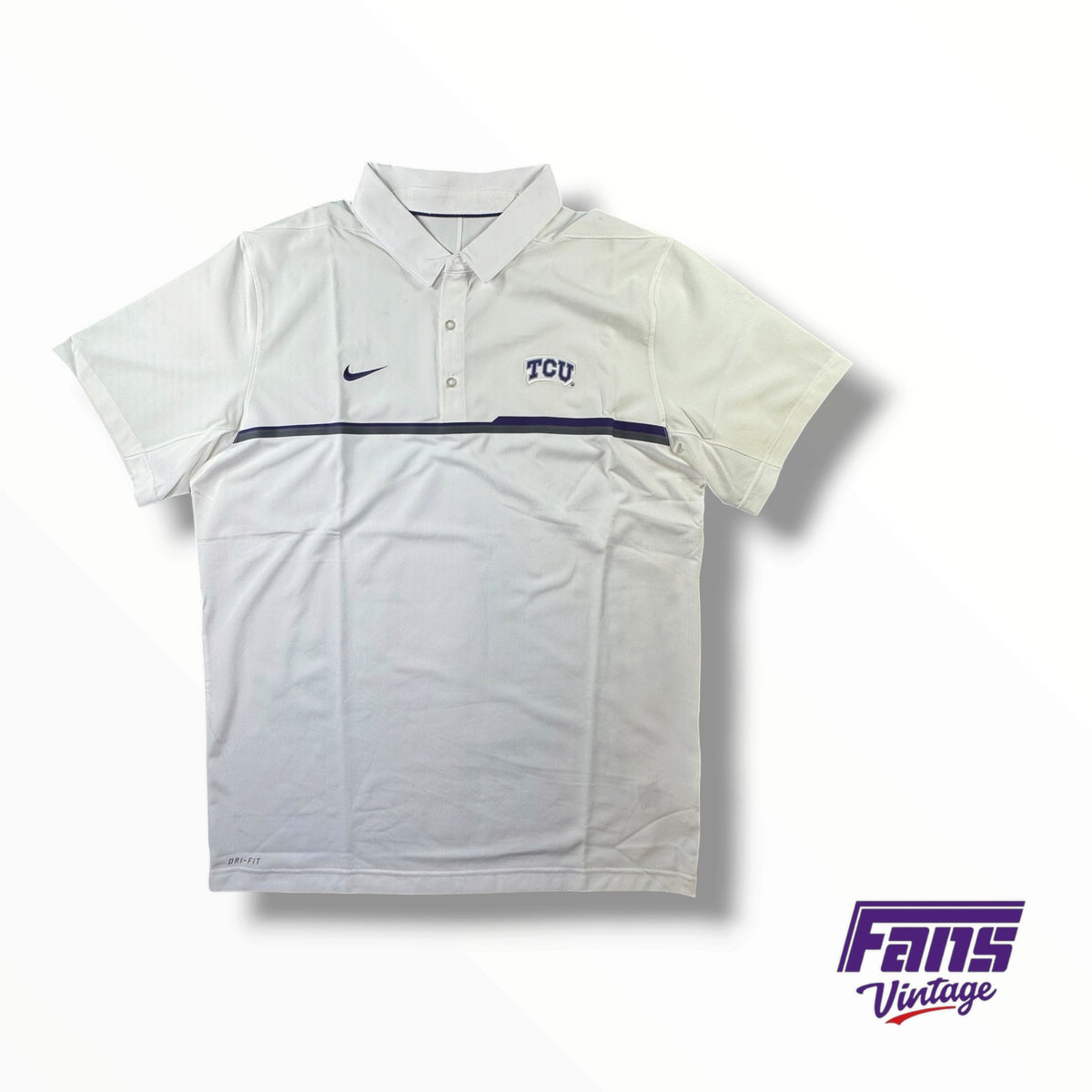 TCU Football Sideline Whiteout Dri-Fit Polo