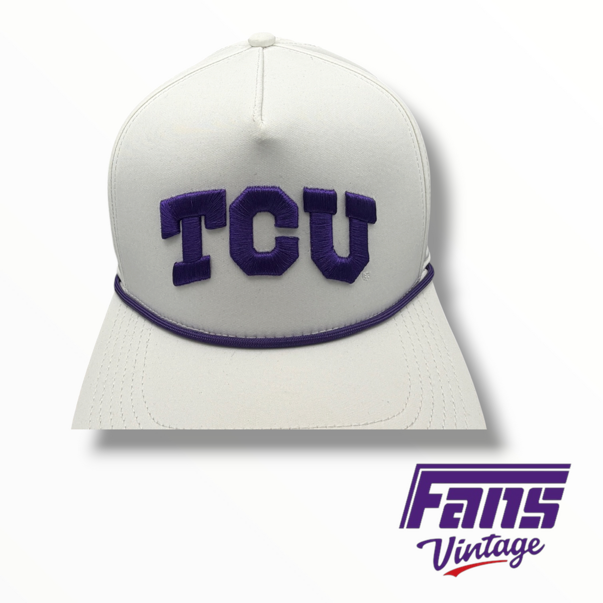 TCU Structured White SnapBack Rope Hat