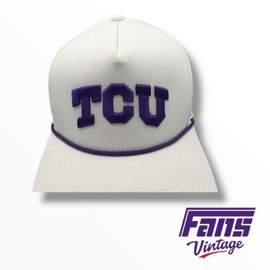 TCU Structured White SnapBack Rope Hat