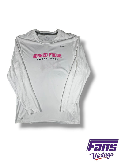 TCU women’s team issued pink long sleeve warm up shirt