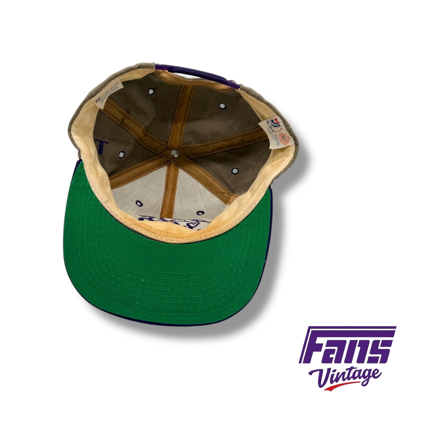 RARE Vintage TCU ‘The Game’ Unique Big Logo + Script Combo SnapBack hat with embroidered “Horned Frogs” script