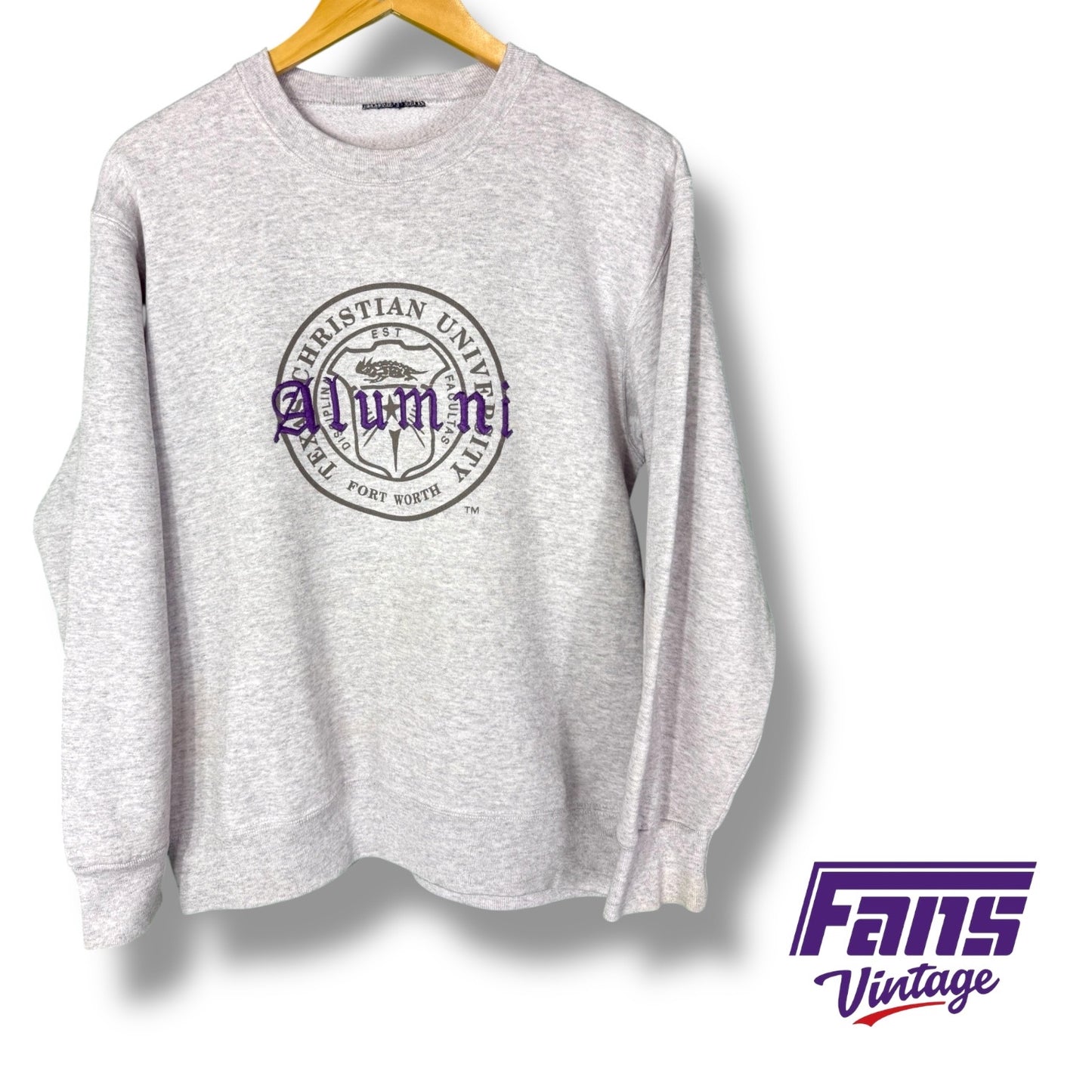 TCU 90s Vintage Alumni Crewneck Sweatshirt- RARE School Seal Logo