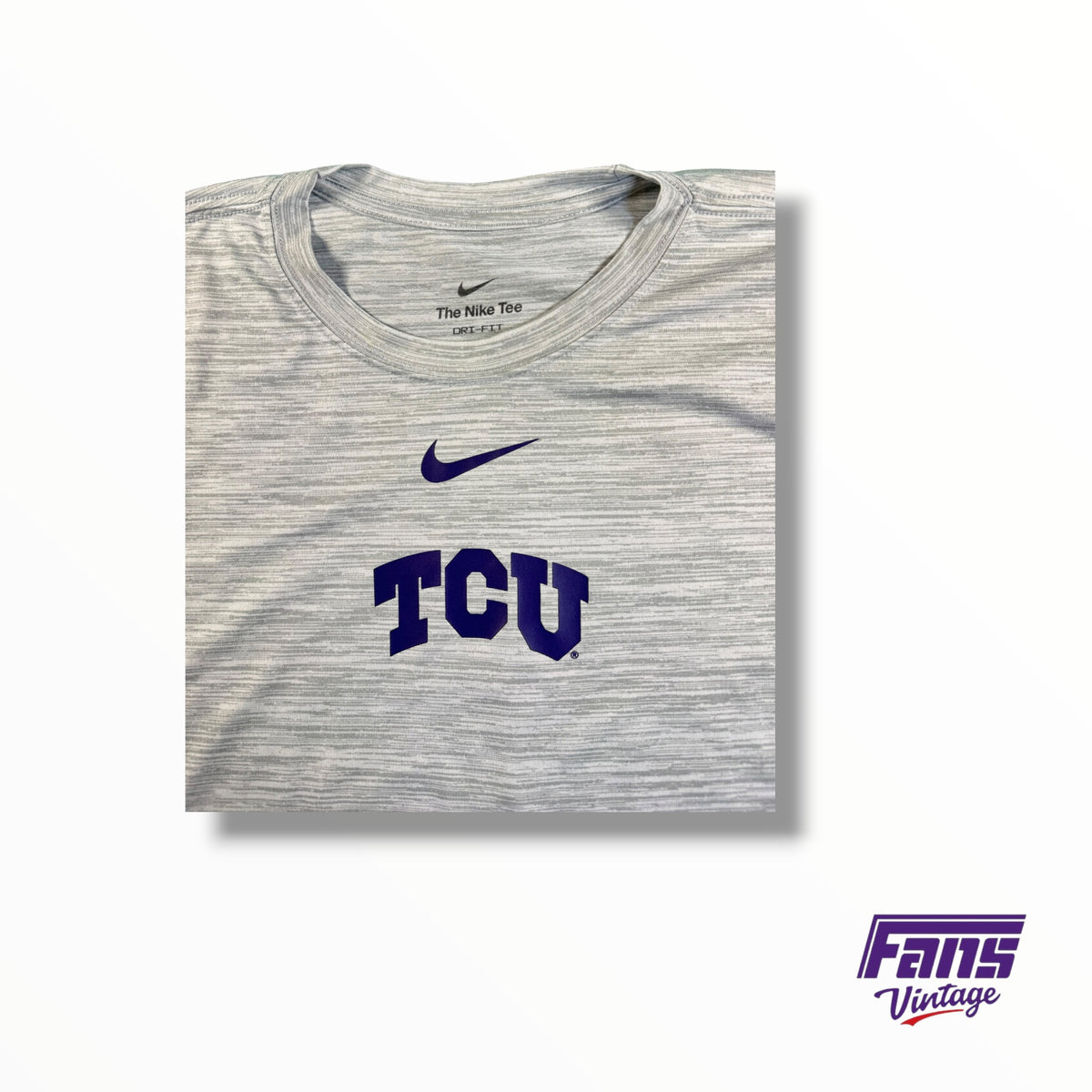 TCU Team Issued Long Sleeve Training Shirt - Heather Gray with Centered Logos