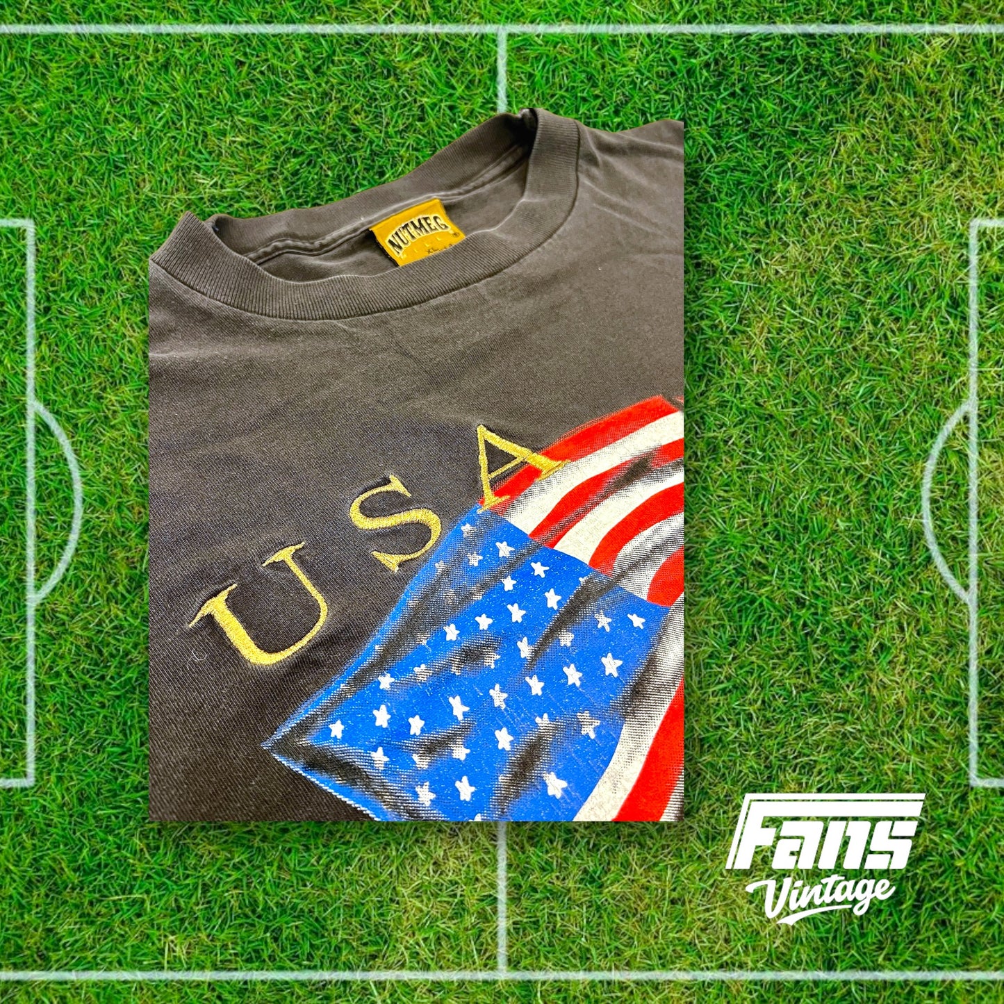 RARE - Vintage USA 1994 Soccer World Cup Shirt - Gold Embroidery & Giant Graphic Print!