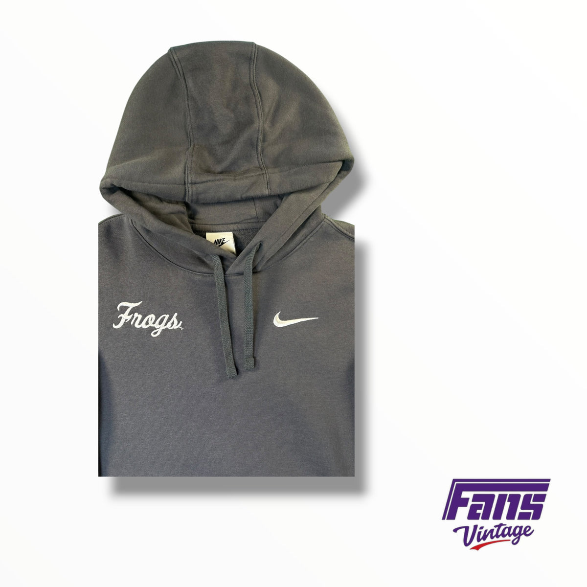 TCU Team Issued Nike Gray Embroidered Frogs Script Hoodie