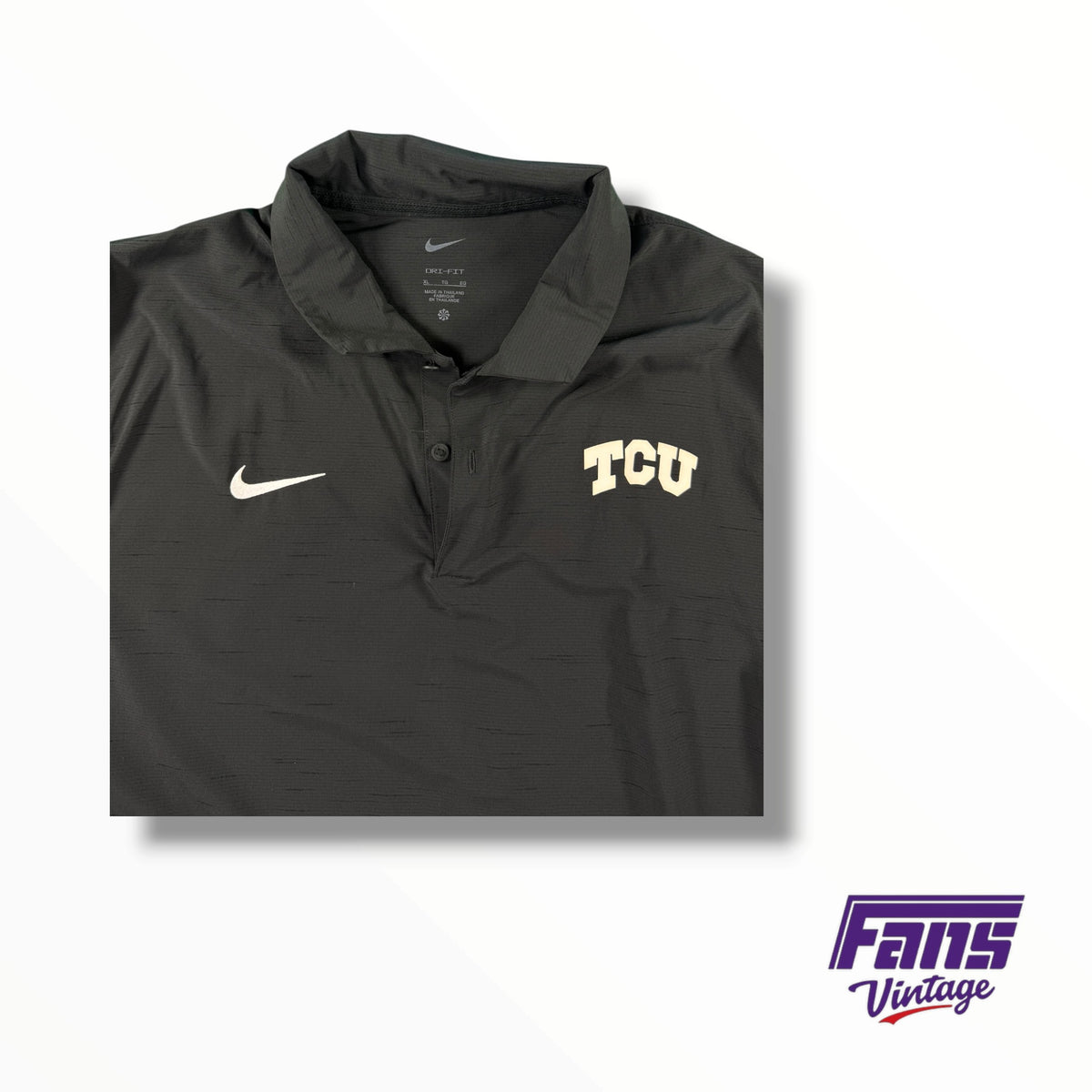 TCU Football Team Issued Blackout Matte Heather Polo