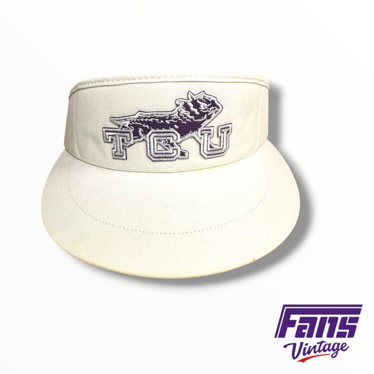 TCU Baseball Coach Custom White Throwback Running Horned Frog Visor