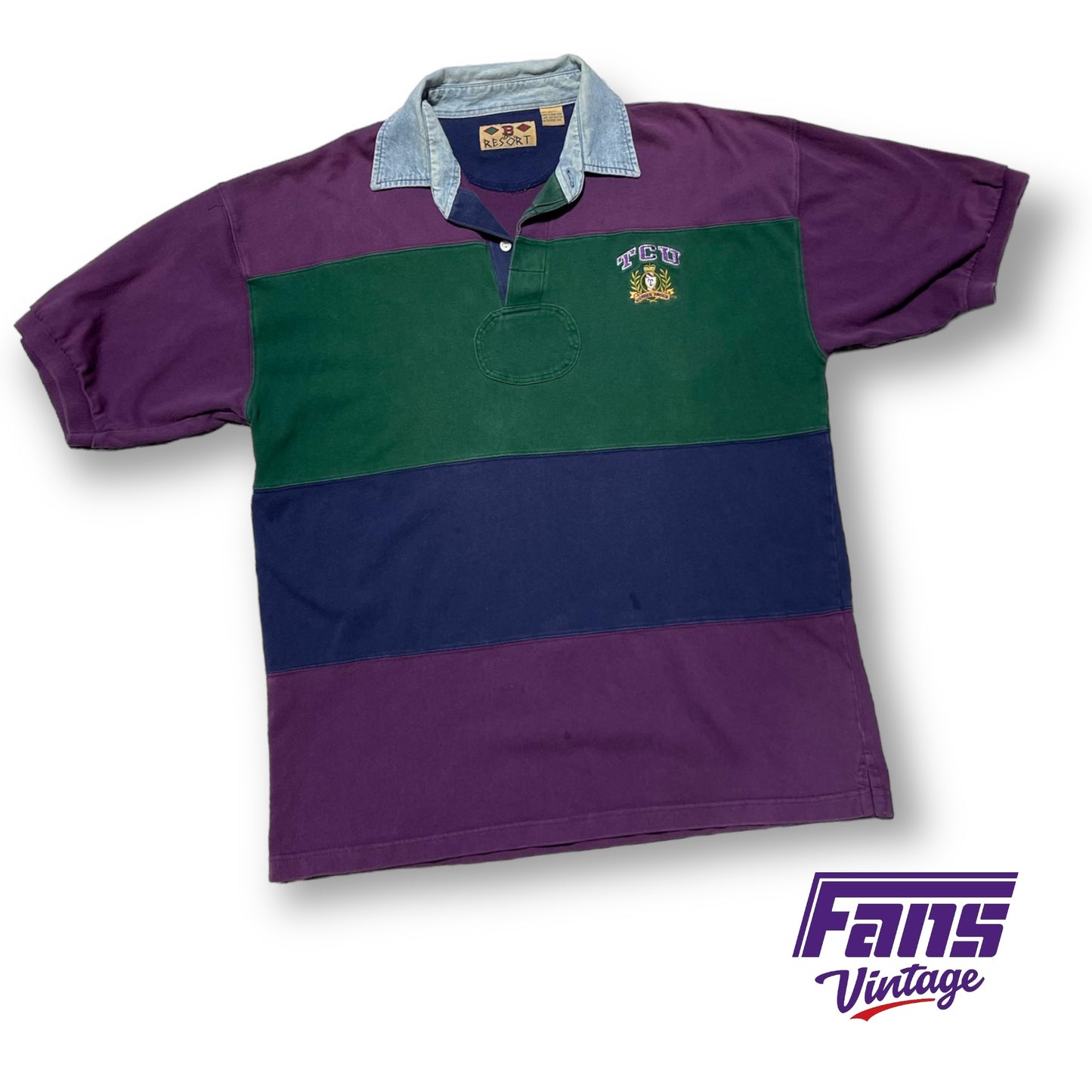 Awesome 90s Vintage TCU Rugby Style Polo