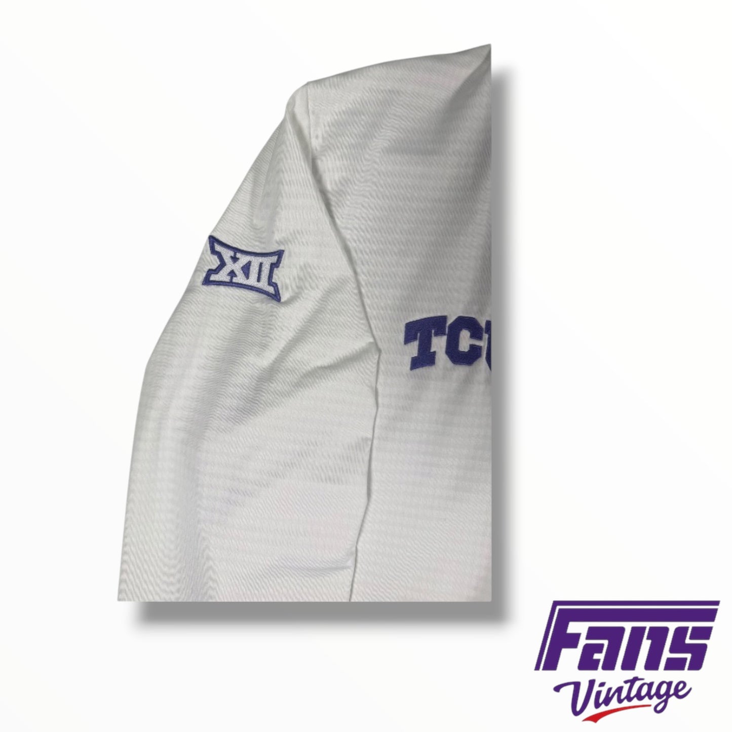 TCU Nike Team Issued Waffle Style White Embroidered Quarter-Zip Pullover