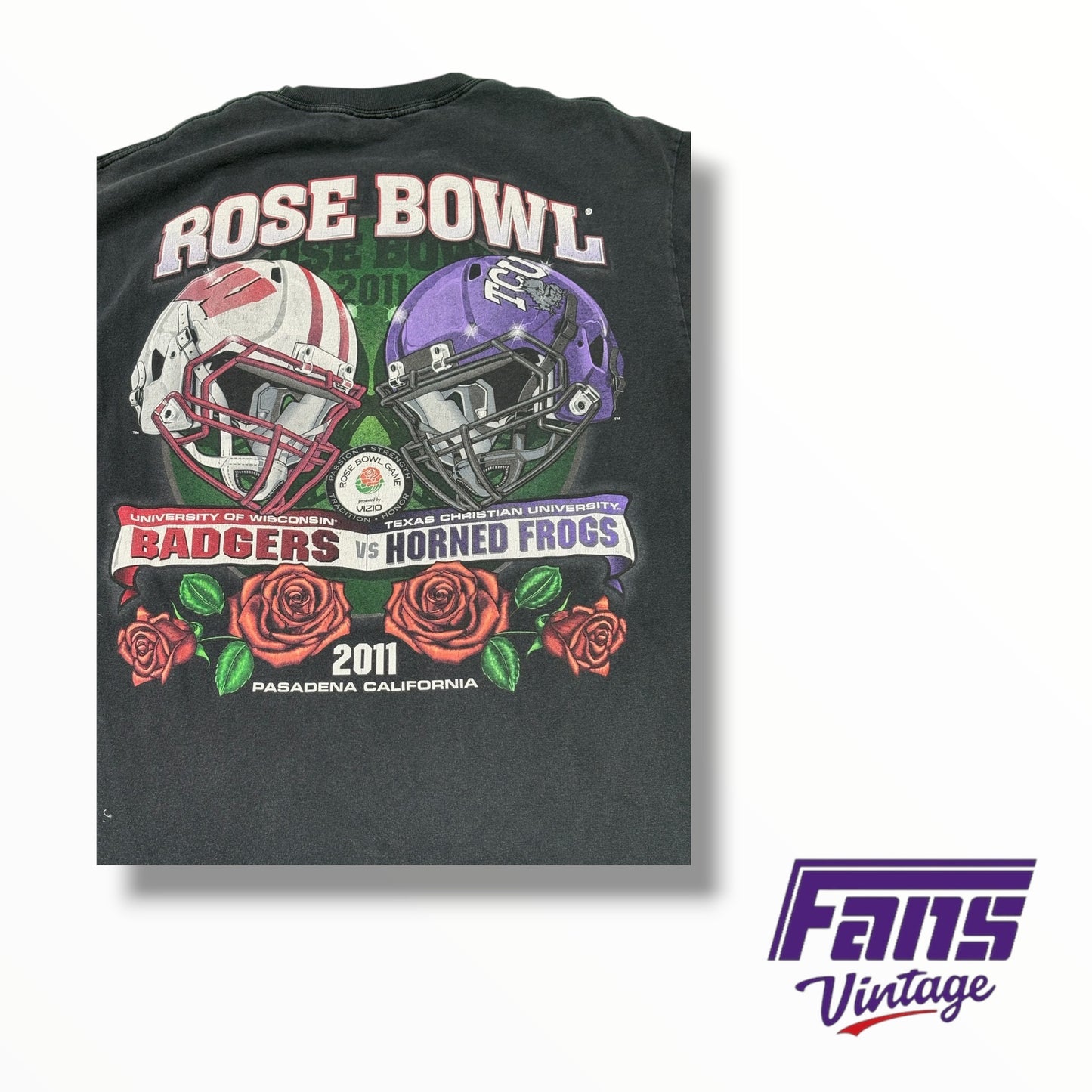GRAIL TCU Vintage Rose Bowl 2011 Tee with Sick Double Sided Graphics!