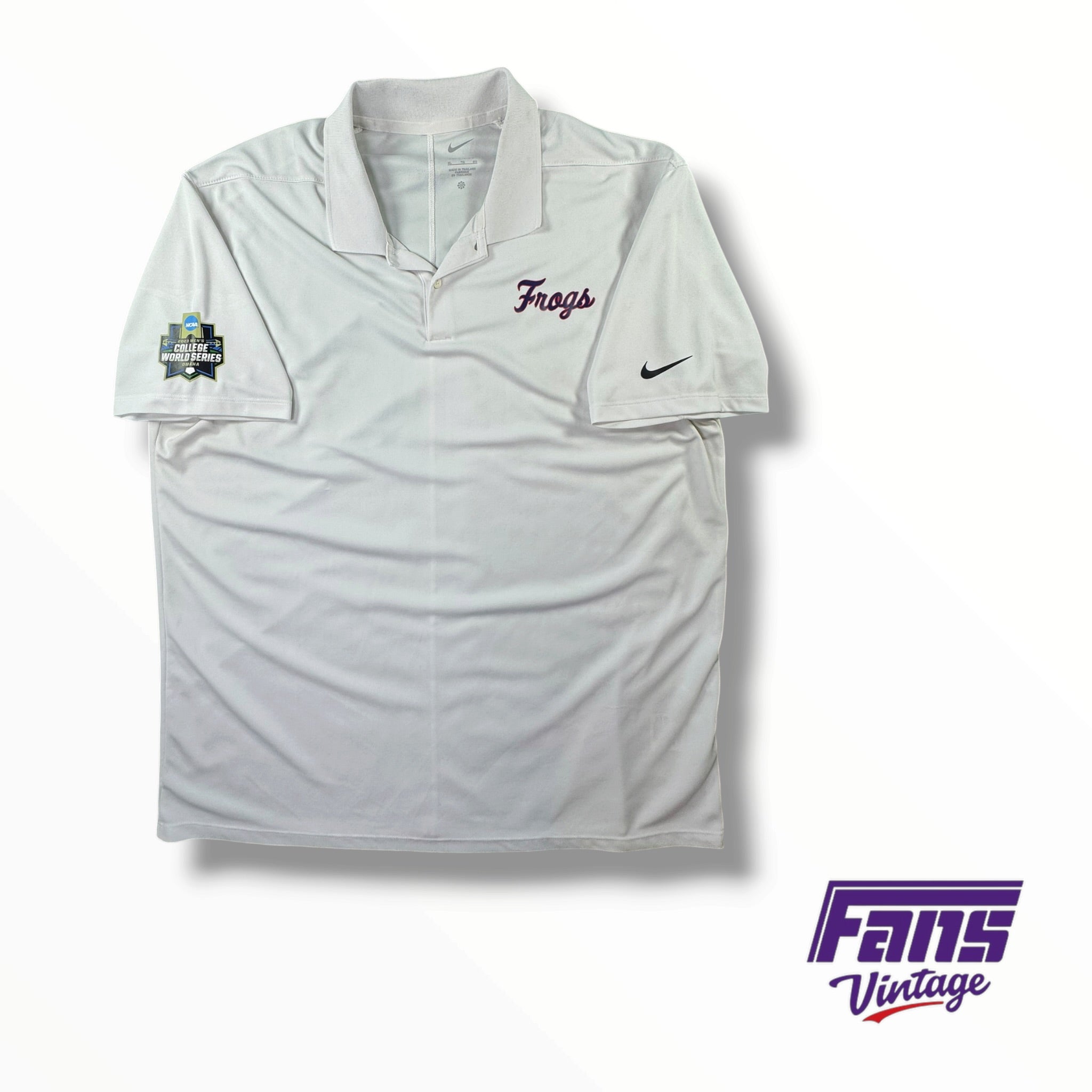 TCU Baseball College World Series Team Issued Spitblood Frogs Polo ...