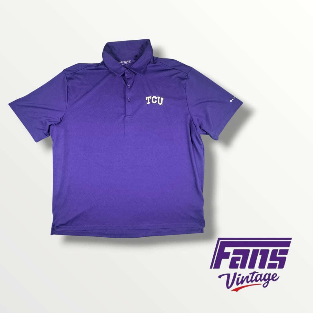TCU Columbia Golf Collared Shirt with Embroidered Logo