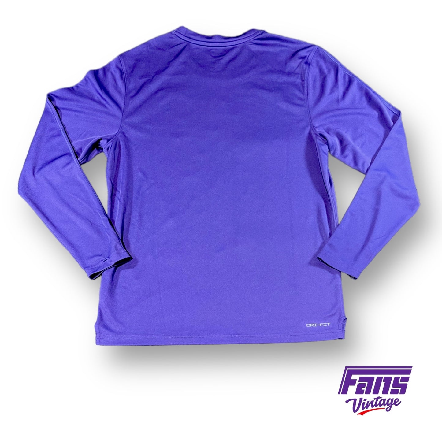 TCU Football Team Issue Nike Premium Long Sleeve Training Shirt - Woven Purple Drifit “Move To Zero”