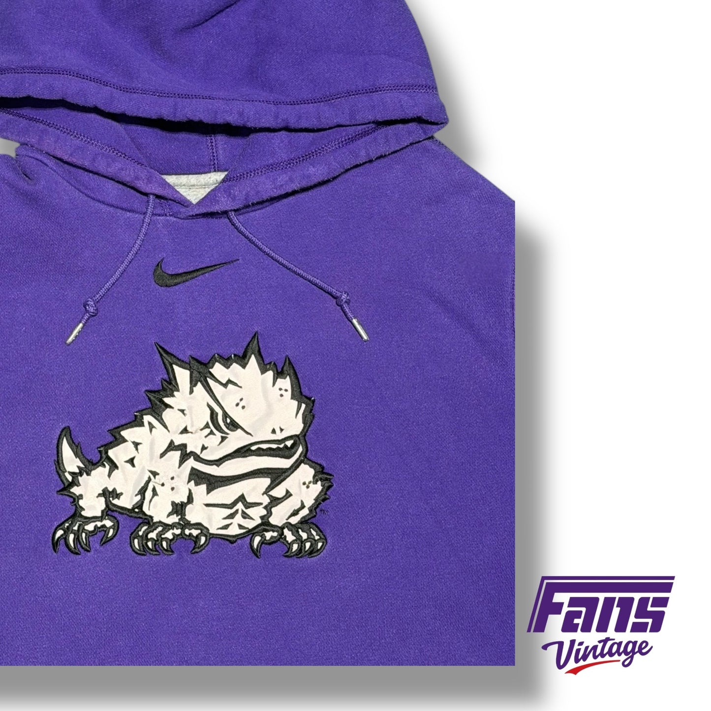 Vintage TCU Y2K Era Nike Center Swoosh Team Issued Hoodie with Premium Details