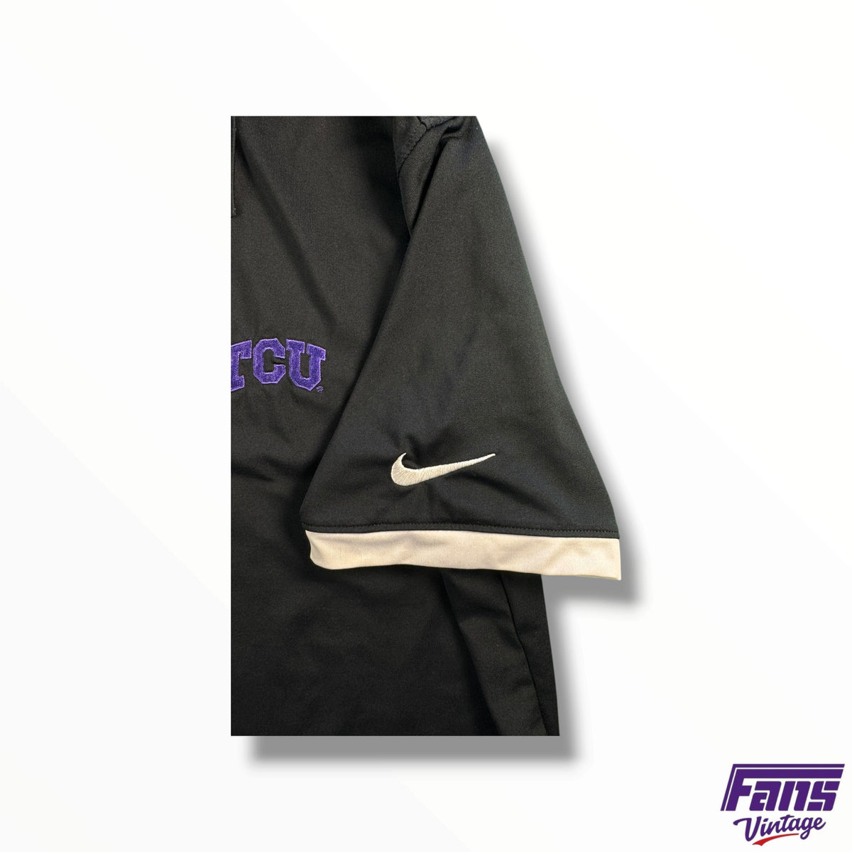 TCU Team Issued Nike Golf Polo with Contrasting Sleeve Cuffs