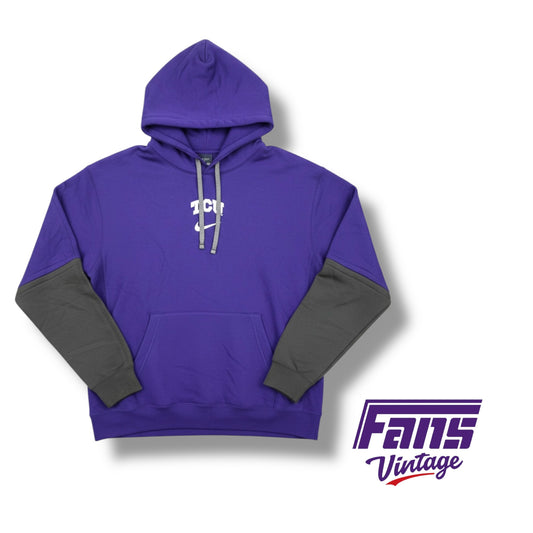 TCU Football Nike Team Issued Cozy Hoodie with Two-Tone Sleeves
