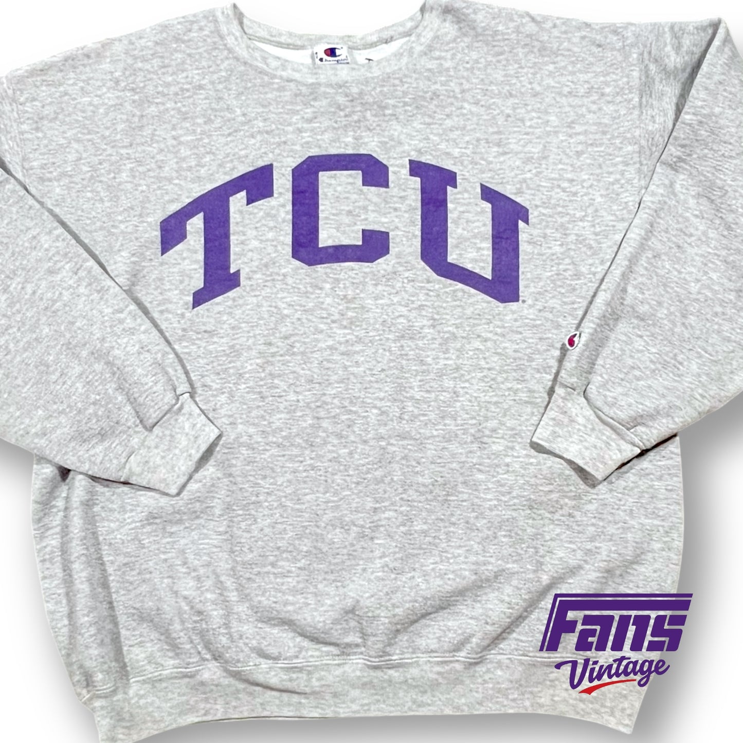 90s Vintage TCU Crewneck Sweater - Heather Gray Champion Sweatshirt with gorgeous comfortable vintage feel