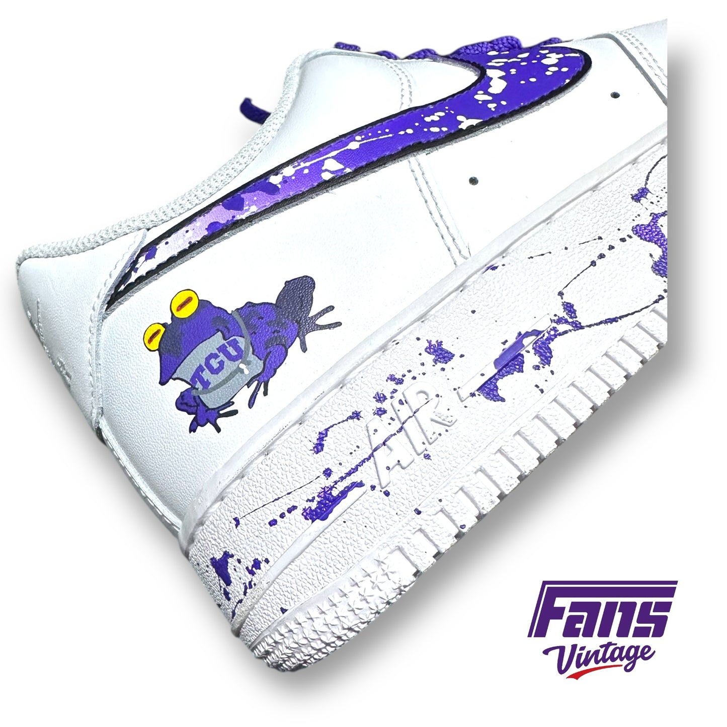 Ultra Rare! TCU Baseball Player Issued Custom White Air Force Ones with Hypnotoad Logo