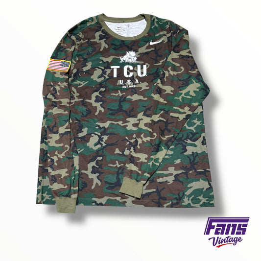 TCU Nike Team Issued Football Veterans Salute to Service Long Sleeve Shirt
