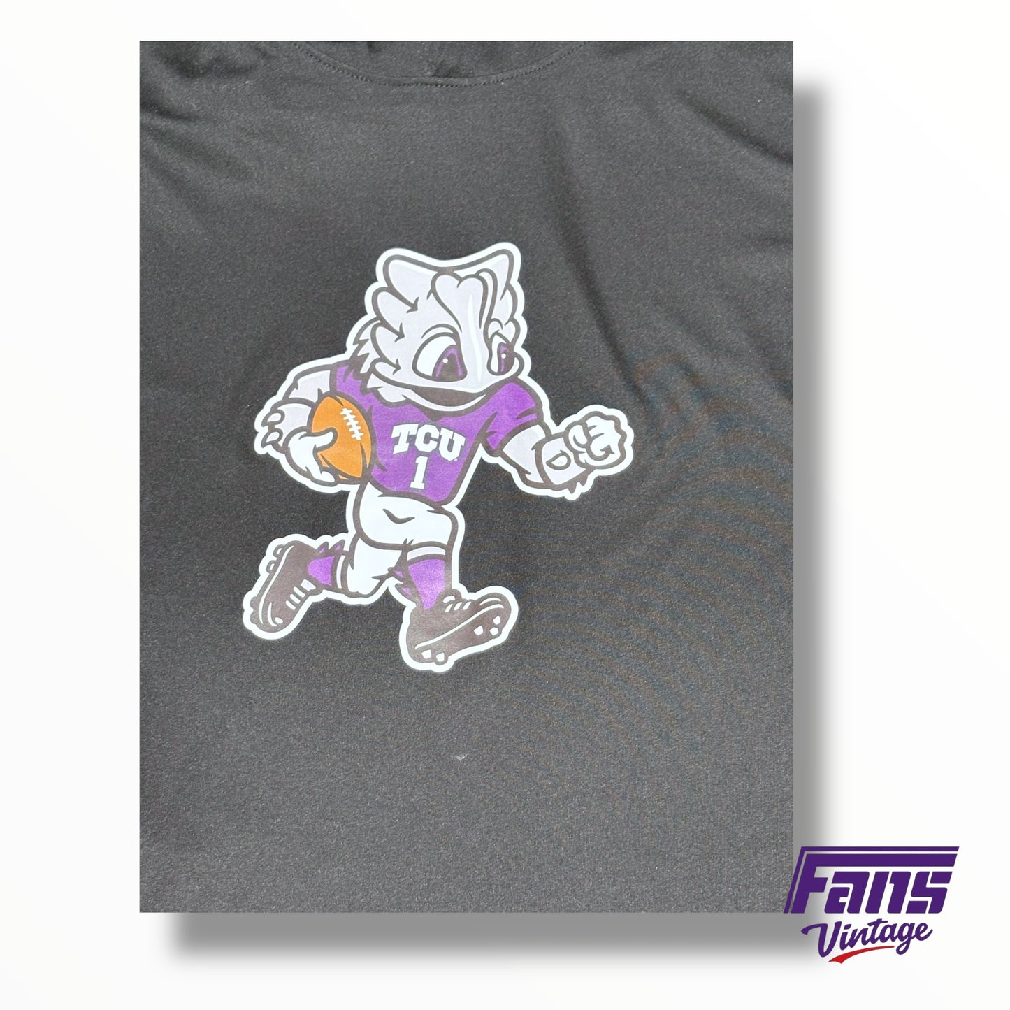 TCU Football Team Issued Limited Edition SuperFrog Logo Football Long Sleeve Hooded Long Sleeve Shirt