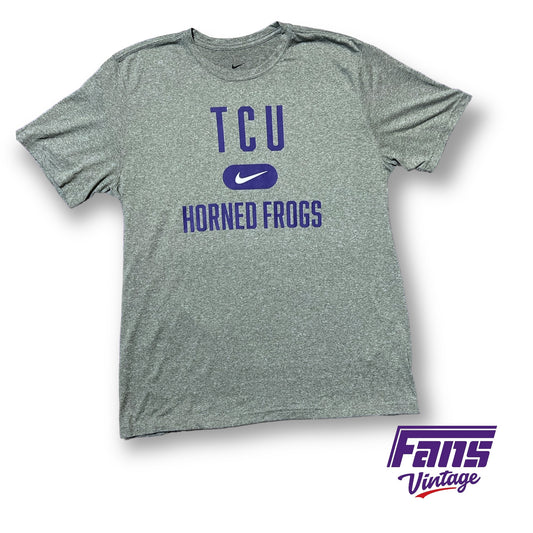 TCU Team Issue Nike Drifit Training Shirt - static gray with purple graphics