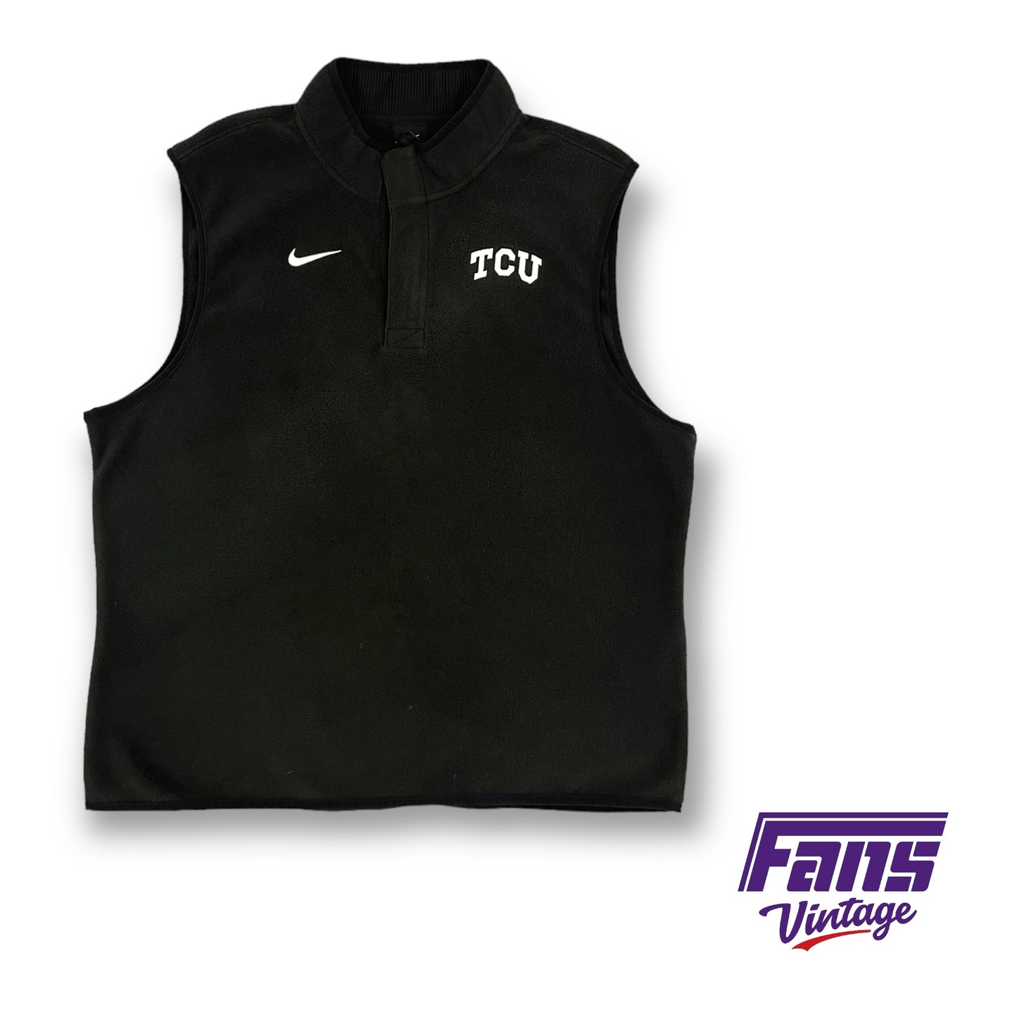 TCU Team Issue Nike Golf Pullover Quarter Zip Fleece Vest
