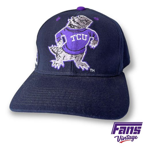 Amazing Vintage TCU Hat with GIANT embroidered logos!