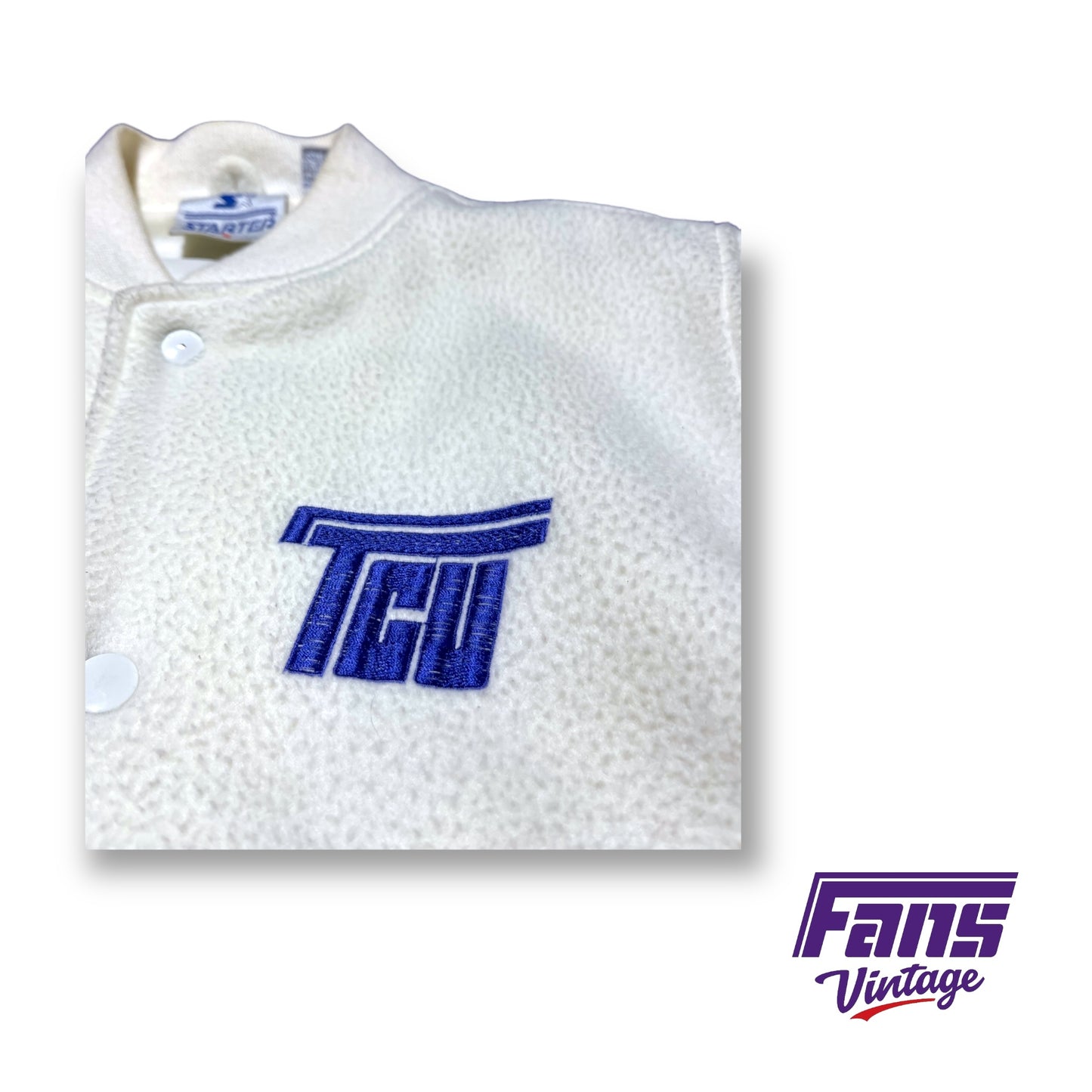 GRAIL - Incredible Vintage Flying T Embroidered TCU Bomber Jacket - Starter Brand!