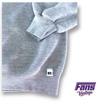 Vintage 90s Heather Gray TCU Crewneck with Embroidered lettering