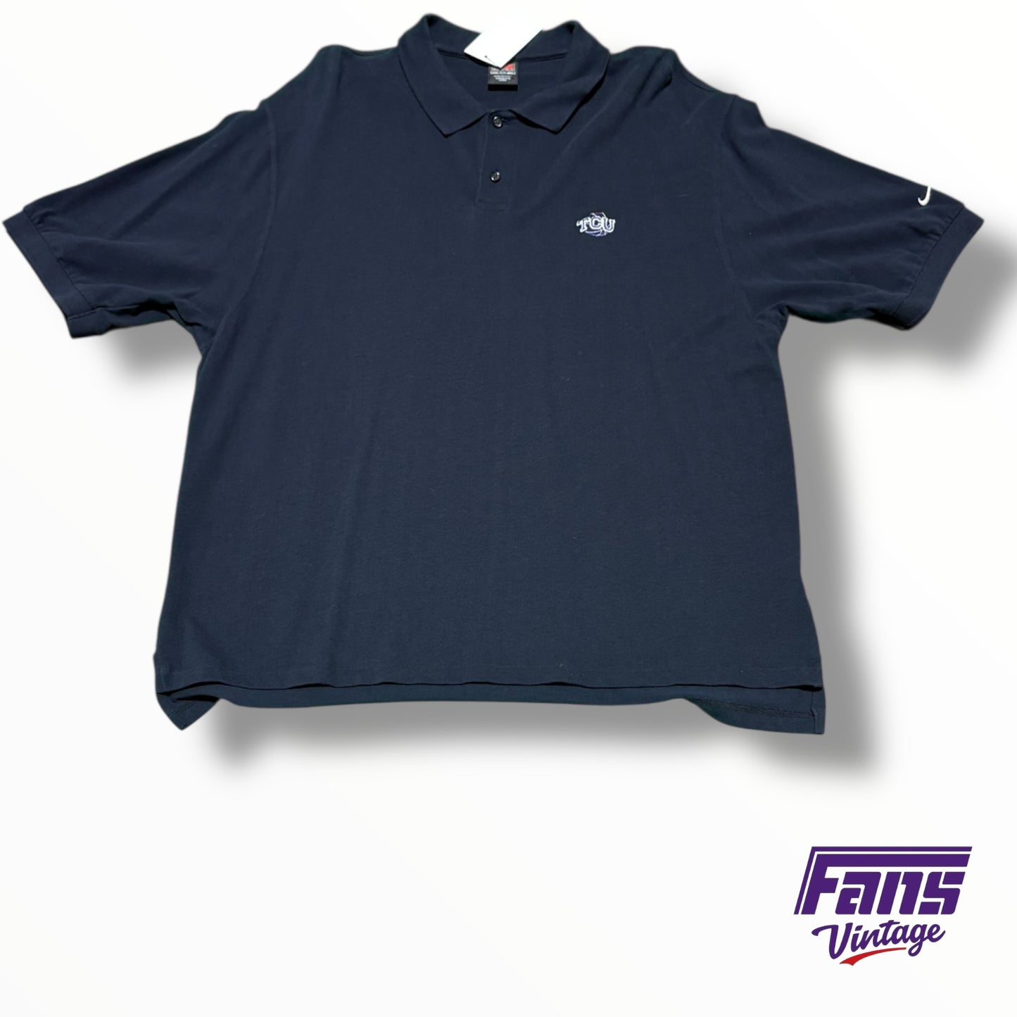 Vintage TCU Nike Team Issued Basketball Blackout Polo with embroidered logo