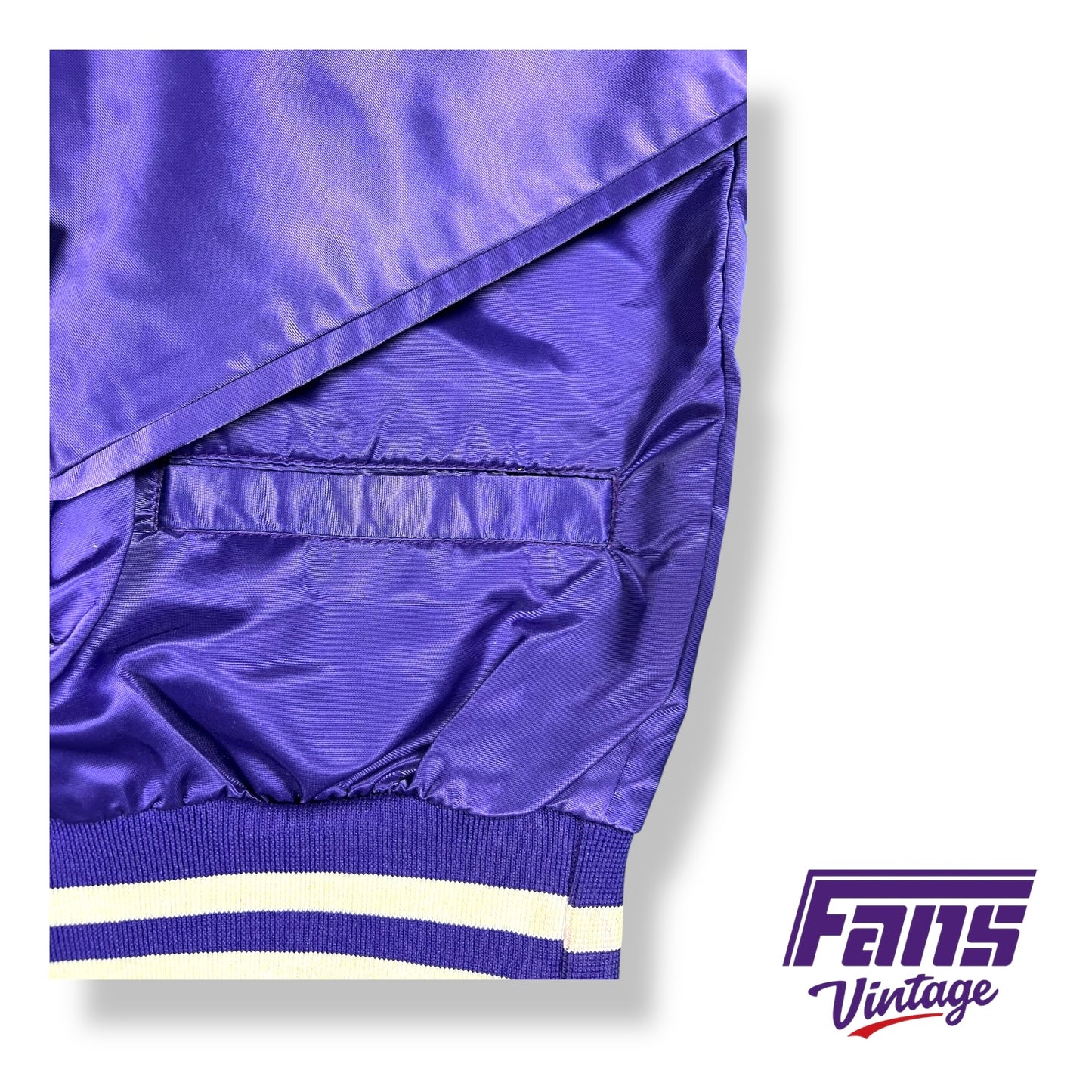 GORGEOUS 80s Vintage TCU satin look pullover with stitched lettering