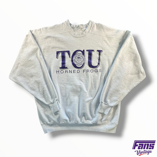 Vintage 1993 TCU Crewneck Sweater with School Seal