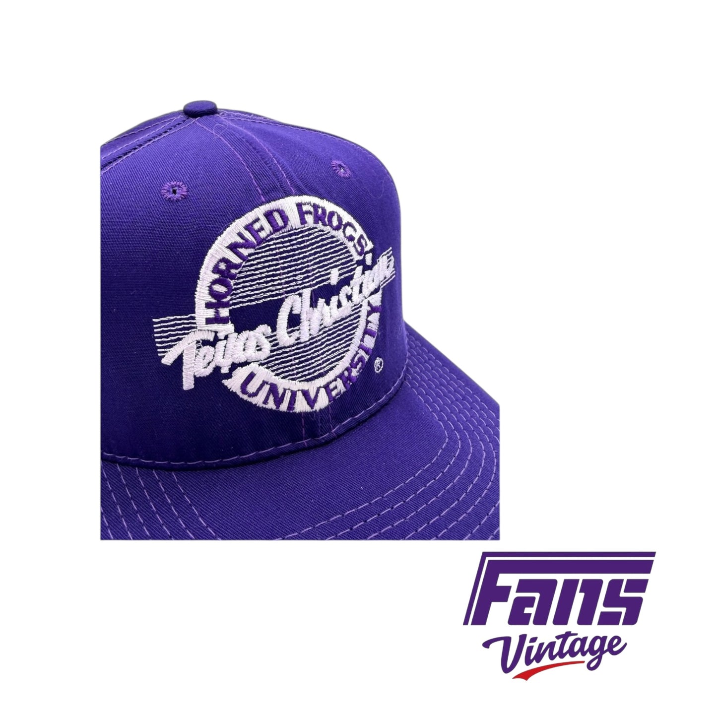 RARE Early 90s Vintage TCU “The Game” Circle Logo brim Snapback Hat