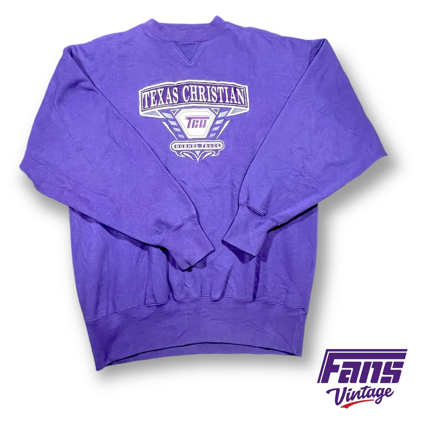 GRAIL - 90s Vintage TCU Flying T Crewneck Sweater with insane high detail embroidery and logo patchwork!