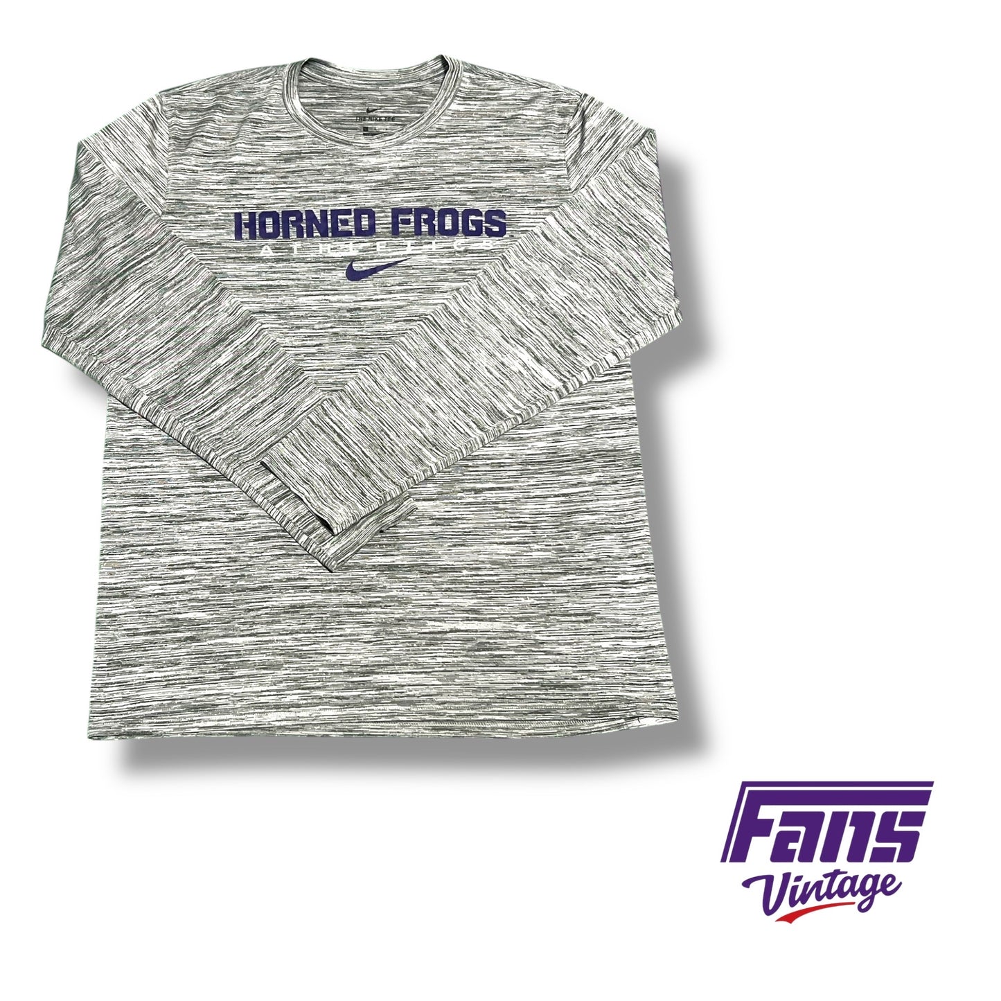 TCU Nike Athletics Team‑Issued Heather Grey Long‑Sleeve Shirt