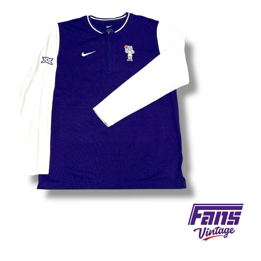TCU Men’s Basketball Nike Limited Edition Team‑Issued Purple 1/4‑Zip with white sleeves