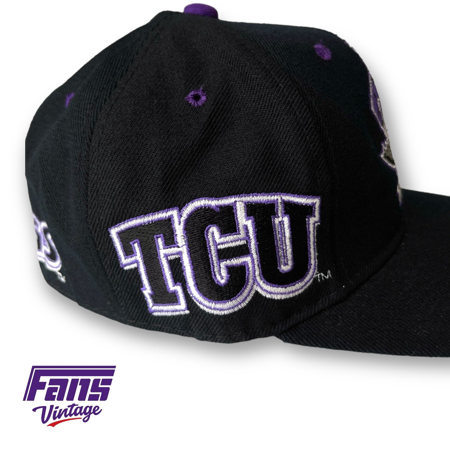 Amazing Vintage TCU Hat with GIANT embroidered logos!